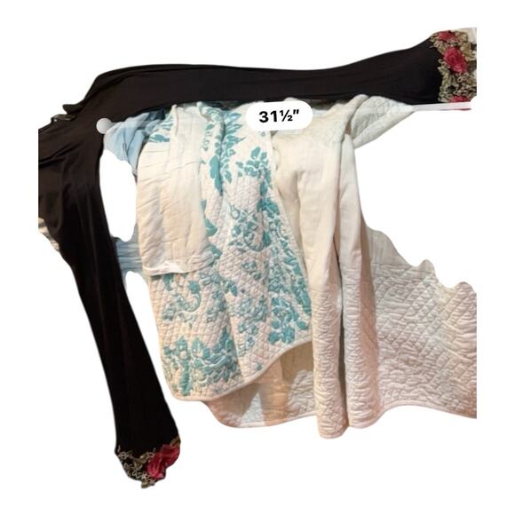 Y2K 90s Black & Red Rose Lace Slinky Off Shoulder Top & Pants Whimsigoth Size M - Picture 12 of 16